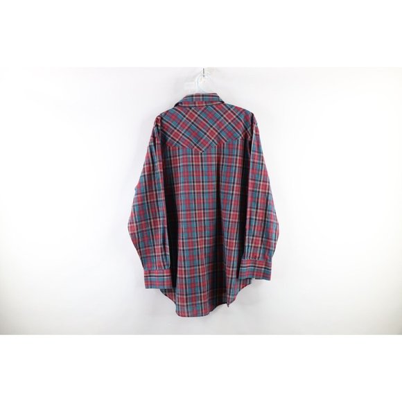 Vintage 90s Streetwear Mens Size Large Western Pearl Snap Button Shirt Plaid - Picture 6 of 8